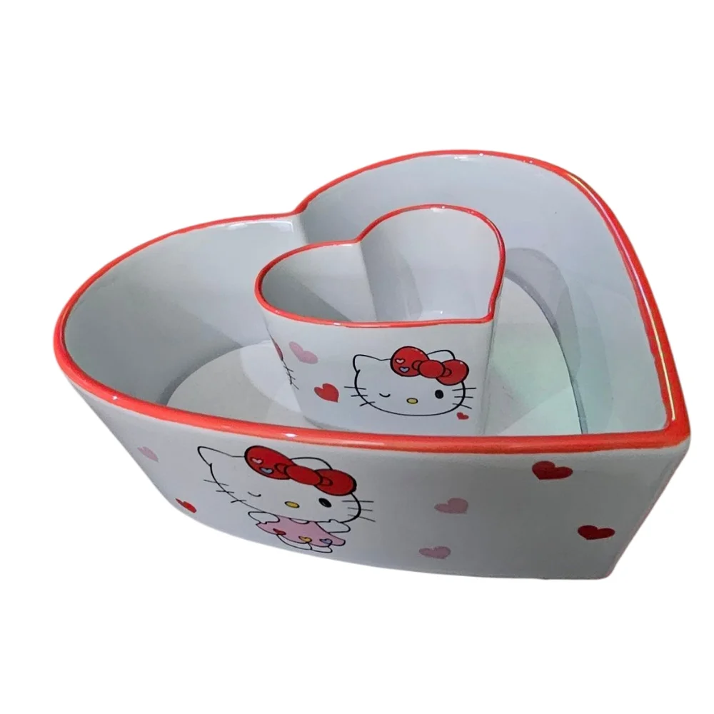 Hello Kitty - NEW Lot Of 2 Heart-Shaped Bakeware & Ramekin Oven Safe Valentines